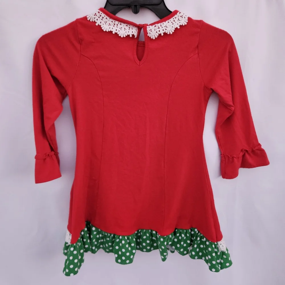 Rare Editions Red Christmas Holiday Dress with Candy Cane Design (Pre-Ow)